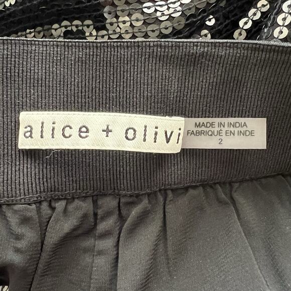 Alice + Olivia Sequence Straight Leg Pull On Pant Black Cocktail Small Vegas i17 - Picture 9 of 9